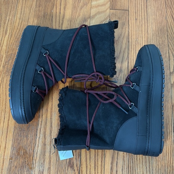 COLE HAAN Cloudfeel Suede Snow Boots Black Fur size 8 NWT - Picture 4 of 12